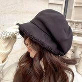 Hnewly Women’s Simple Solid Color Thickened Fisherman Hat Comfortable Ear Protection Casual